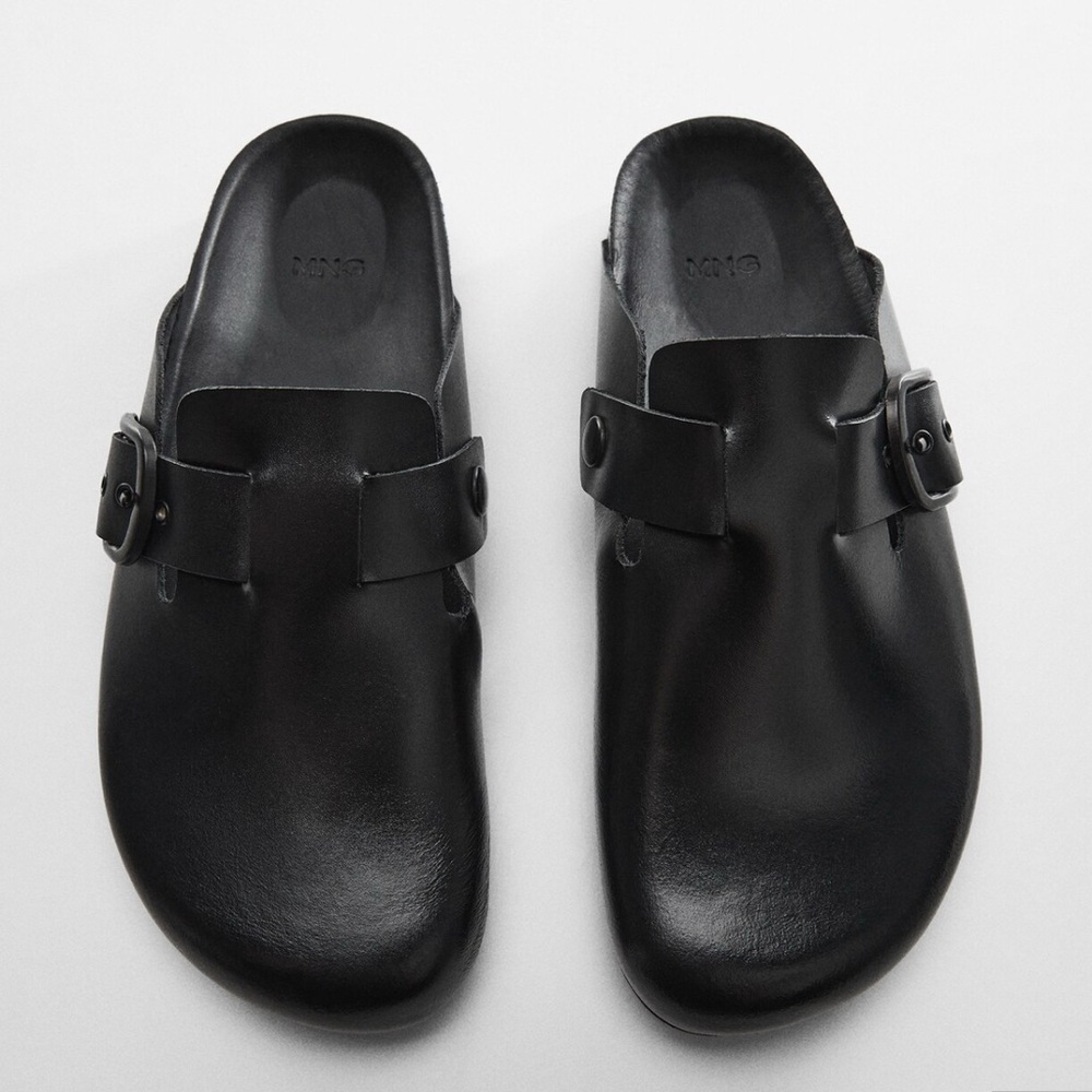 Black Leather Mule